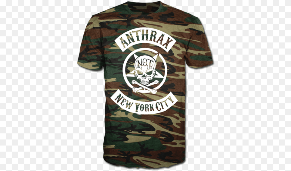 Biker Skull Camouflage Tee Tshirt Anthrax New York, Clothing, Military, Military Uniform, T-shirt Free Transparent Png