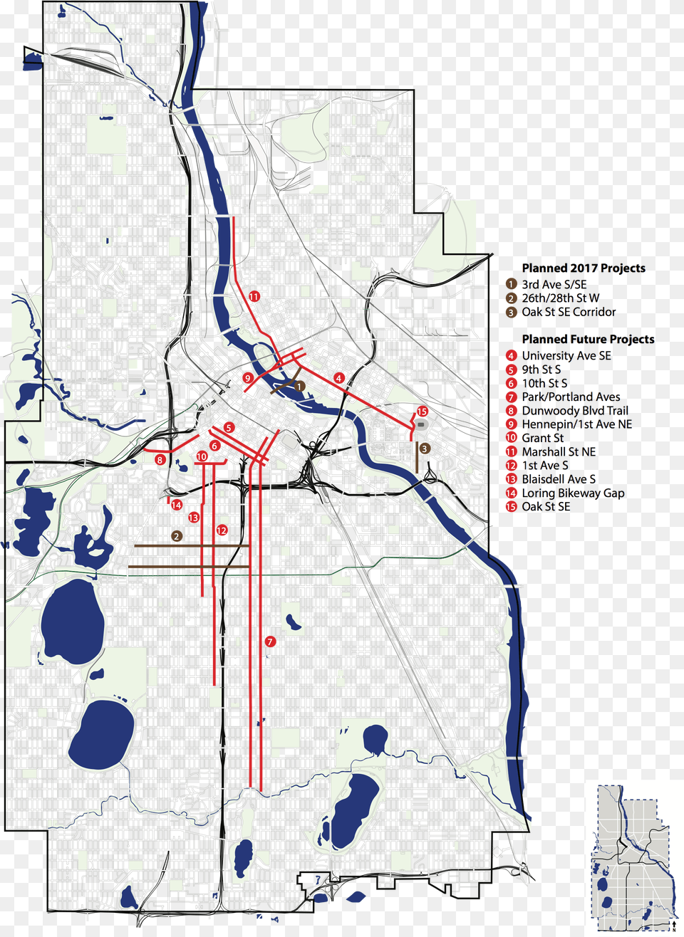 Bikeways Map Minneapolis, Chart, Plot, Diagram, Plan Free Png