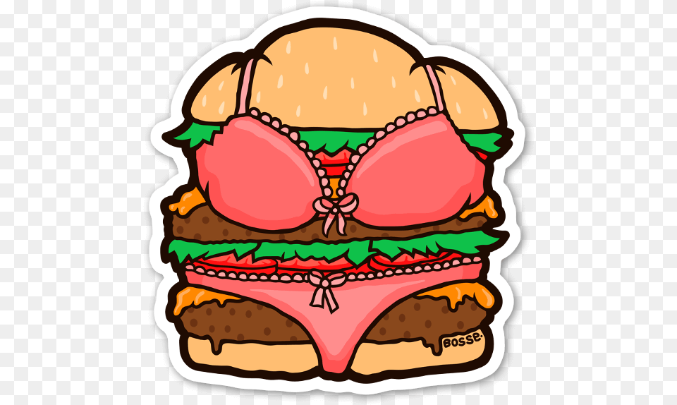 Bikini Burger Sticker Sexy Cheeseburger, Birthday Cake, Cake, Cream, Dessert Png Image