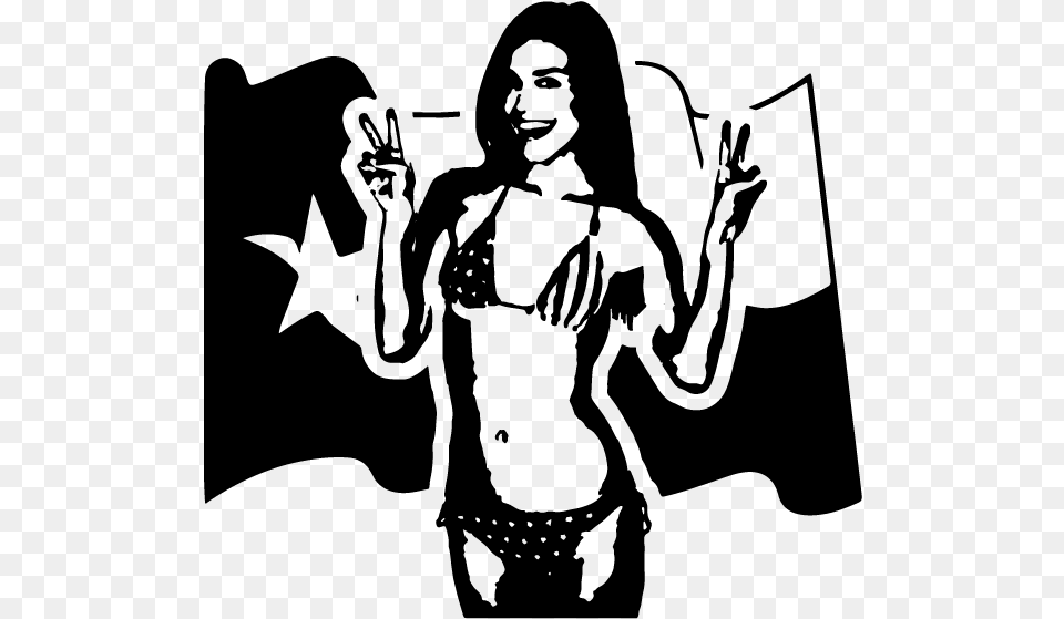 Bikini Girl W Tx Flag Illustration, Gray Free Png