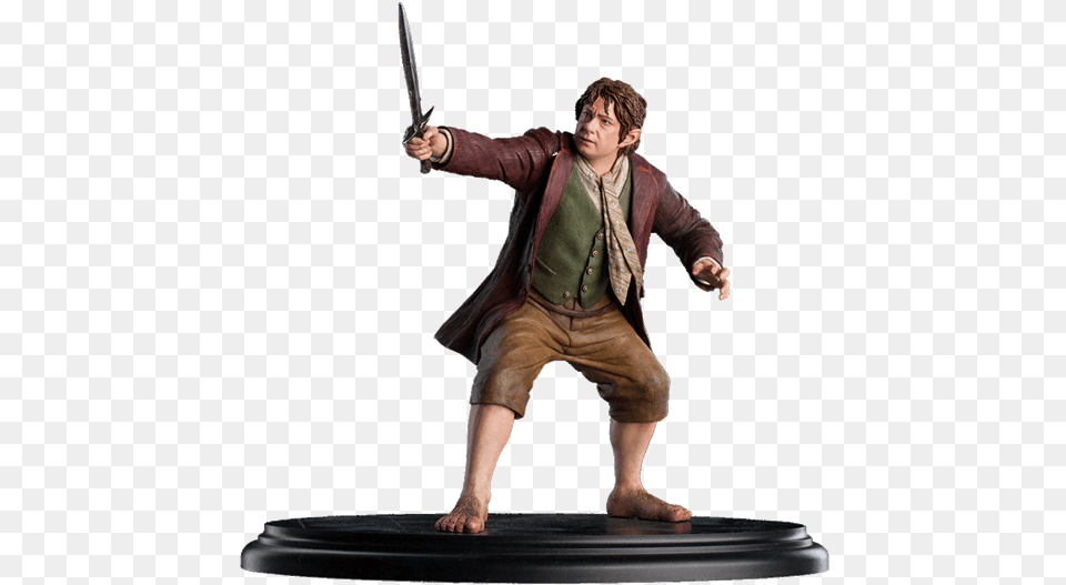 Bilbo Baggins With Sword 16 Scale Statue Hobbit An Unexpected Journey Bilbo Baggins 16 Statue, Weapon, Boy, Child, Male Free Transparent Png