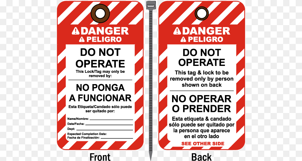 Bilingual Danger Do Not Operate Tag Lock Out Tag Out Tag, Advertisement, Poster, Text, First Aid Free Png