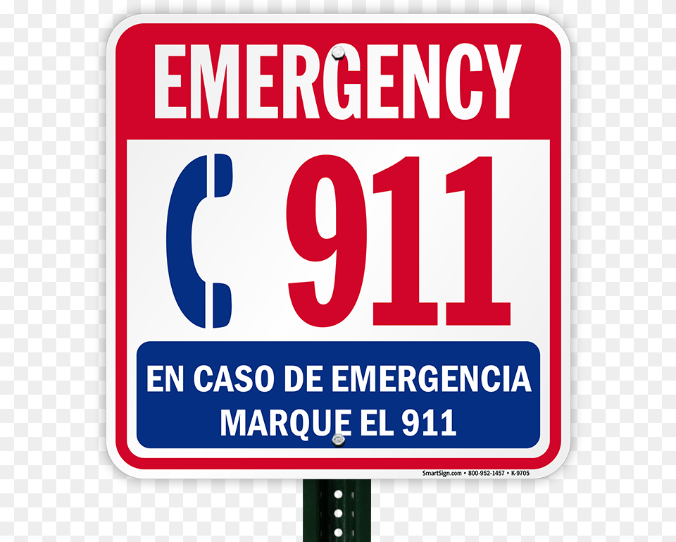 Bilingual Emergency 911 Sign 911 Emergency Sign, License Plate, Transportation, Vehicle, First Aid Png Image