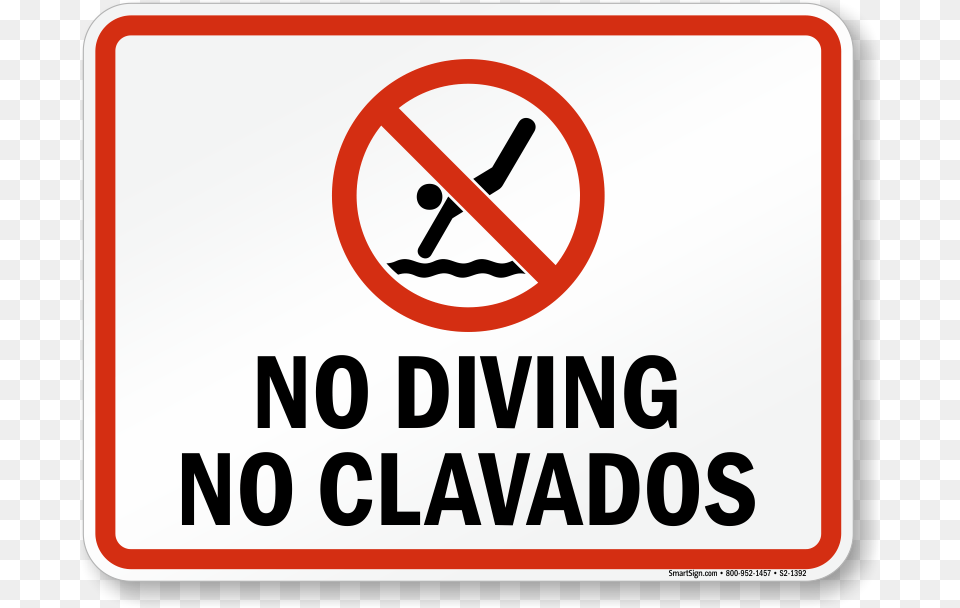 Bilingual No Diving Prohibition Sign Bilingual No Diving No Diving Sign, Symbol, Road Sign Free Png