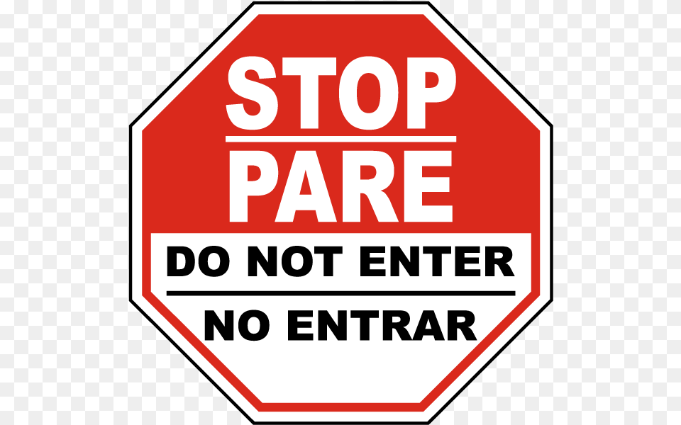 Bilingual Stop Do Not Enter Sign, Road Sign, Symbol, Scoreboard, Stopsign Free Png Download