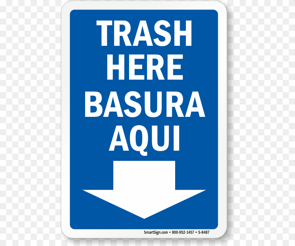 Bilingual Trash Here Sign Sanitize Hands Here With Down Arrow Symbol Aluminum, Road Sign Free Transparent Png