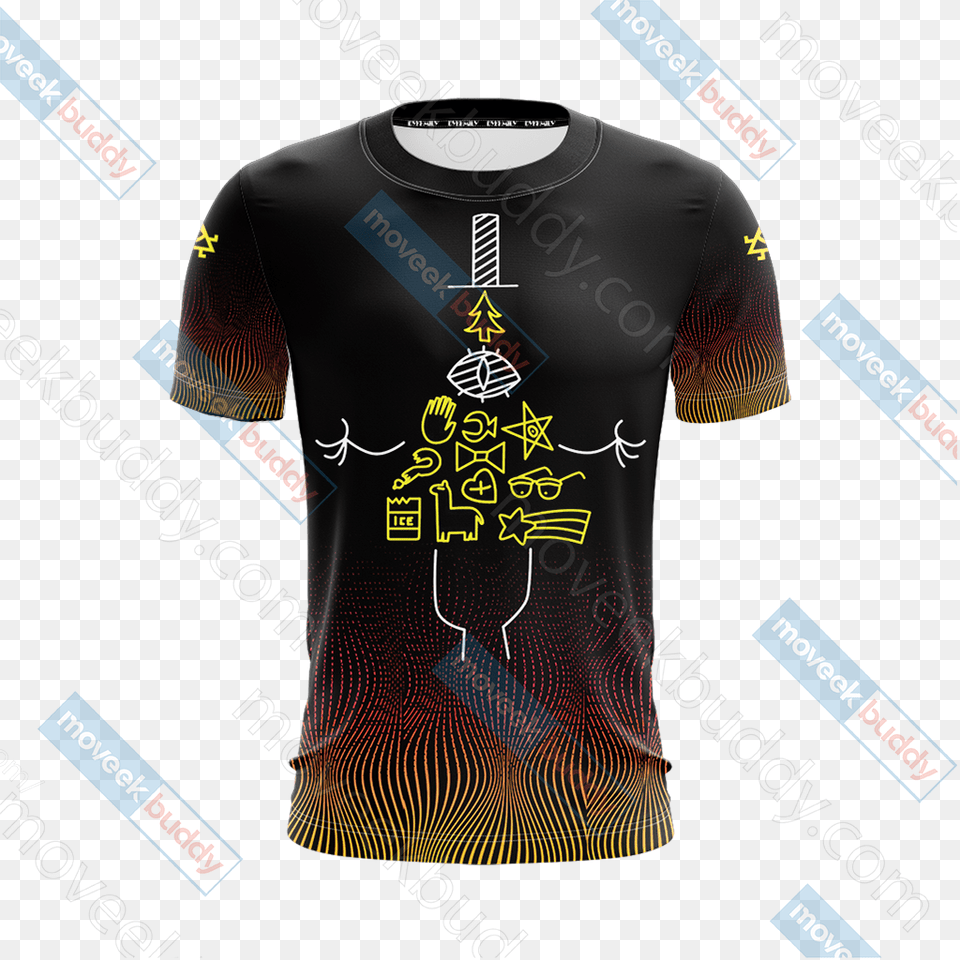 Bill Cipher Wheel New Version Unisex 3d T Shirt Active Shirt, Clothing, T-shirt Png Image