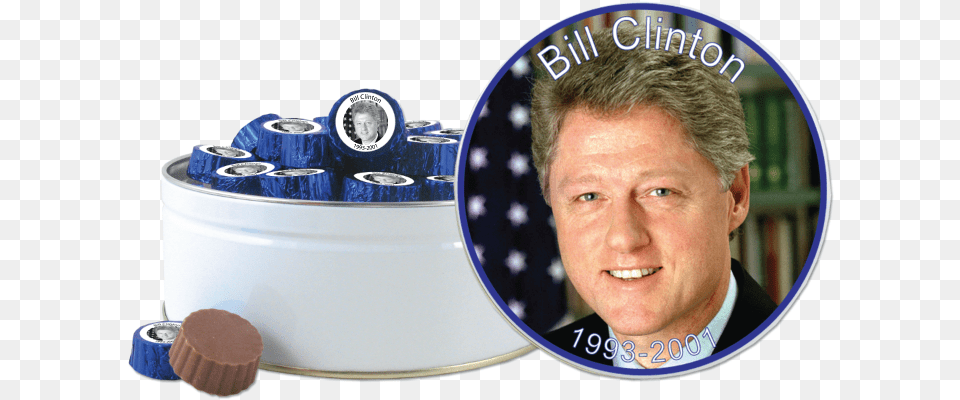 Bill Clinton President Tin With Bill Clinton Two Bite Bill Clinton, Adult, Male, Man, Person Free Transparent Png