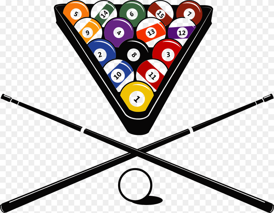 Billiard Balls And Cues Clipart, Furniture, Table, Indoors Png Image