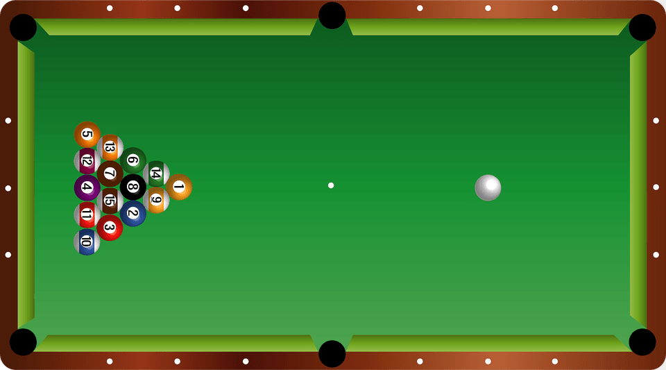 Billiard Table With Pool Balls Clipart, Furniture, Indoors, Billiard Room, Pool Table Free Png