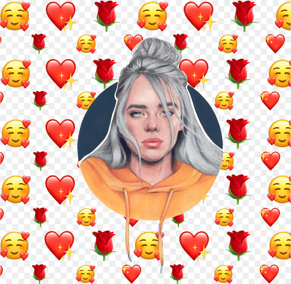 Billieeilish Billie Eilish Emoji Billie Eilish Billie Eilish With Emojis, Portrait, Photography, Person, Face Free Png Download
