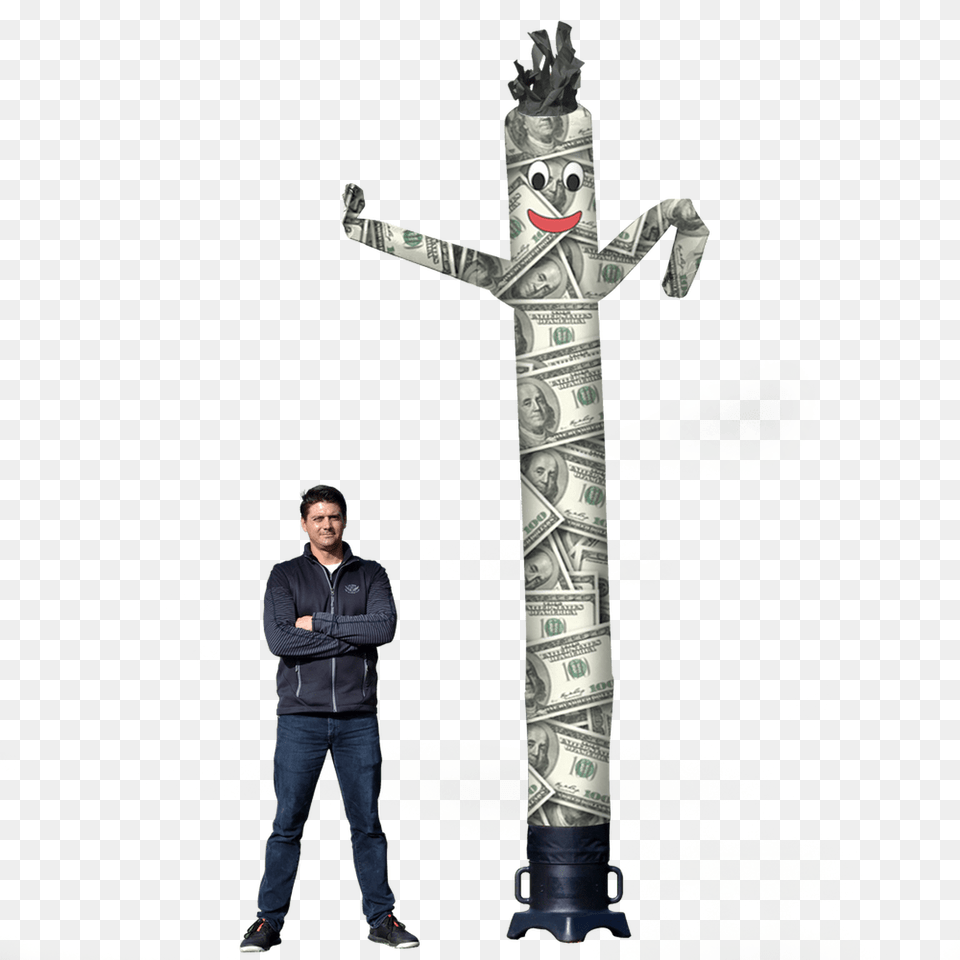 Billionaire Air Dancers Inflatable Tube Man Character Totem Pole, Adult, Symbol, Pillar, Person Png