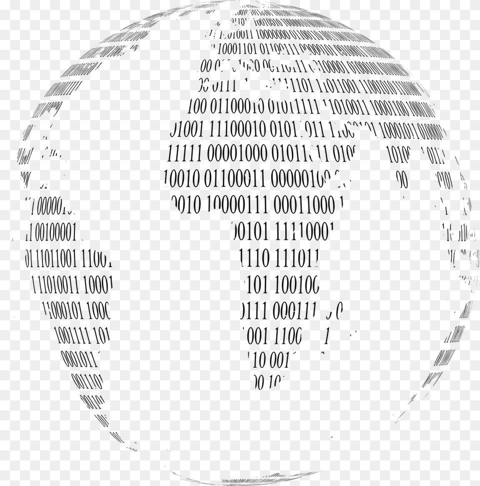 Binary Globe, Gray Free Png