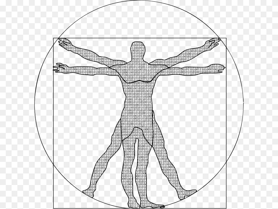 Binary Vitruvian Man Transparent Vitruvian Man, Gray Free Png