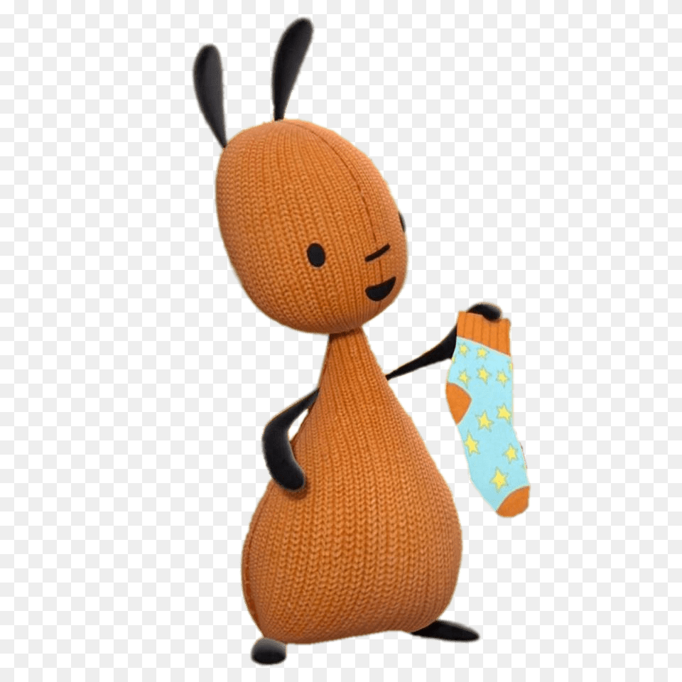 Bing Bunny Character Flop Holding A Sock, Toy, Animal, Clothing, Hosiery Png