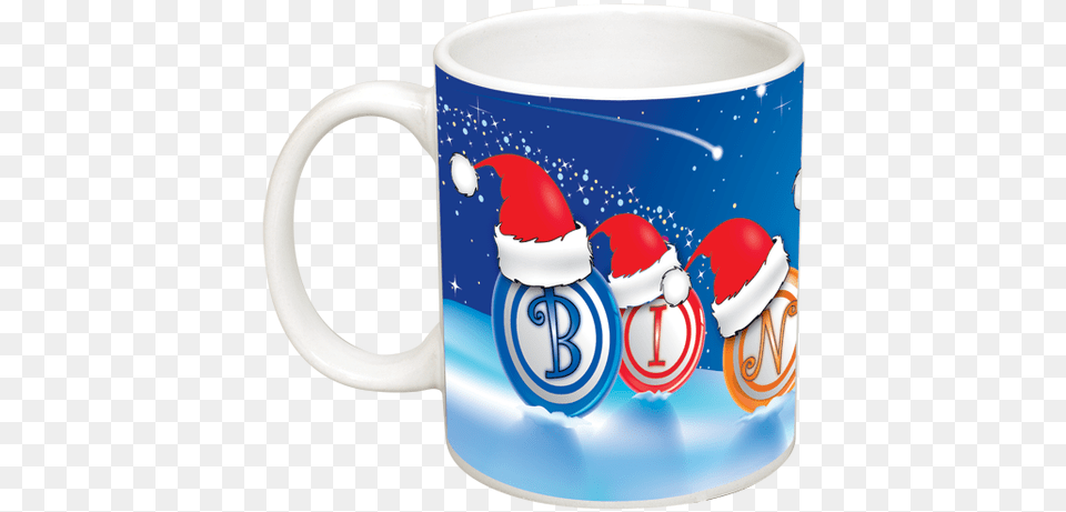 Bingo Balls And Santa Hats Mug Mug, Cup, Beverage, Coffee, Coffee Cup Free Transparent Png