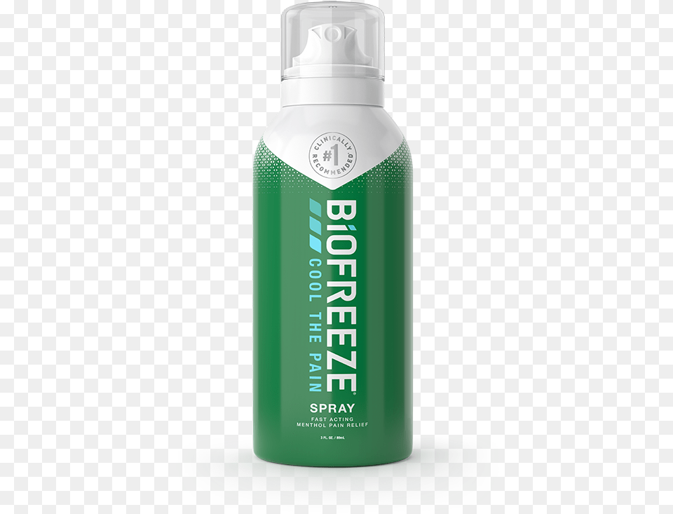 Biofreeze Classic Pain Relief 360 Continous Spray Biofreeze Pain Relief Cold Therapy Spray 4 Fl Oz, Bottle, Shaker Png