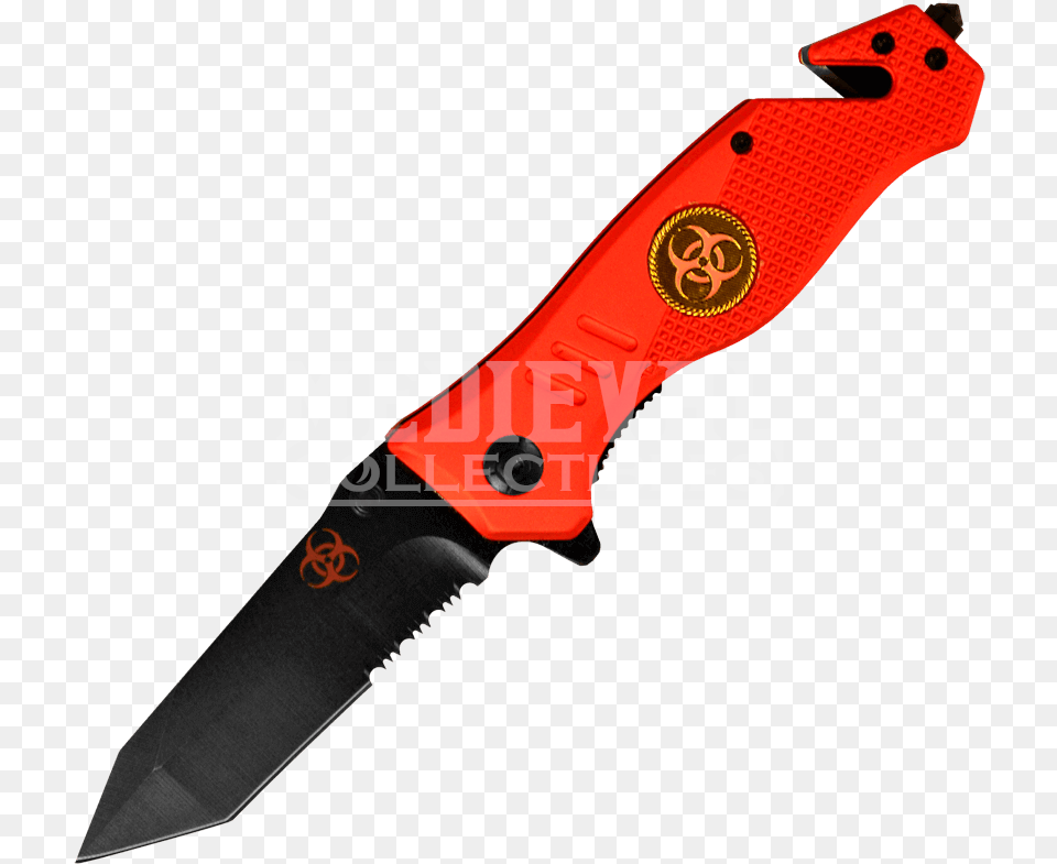 Biohazard Folding Tanto Pocket Knife Knife, Blade, Dagger, Weapon Free Transparent Png