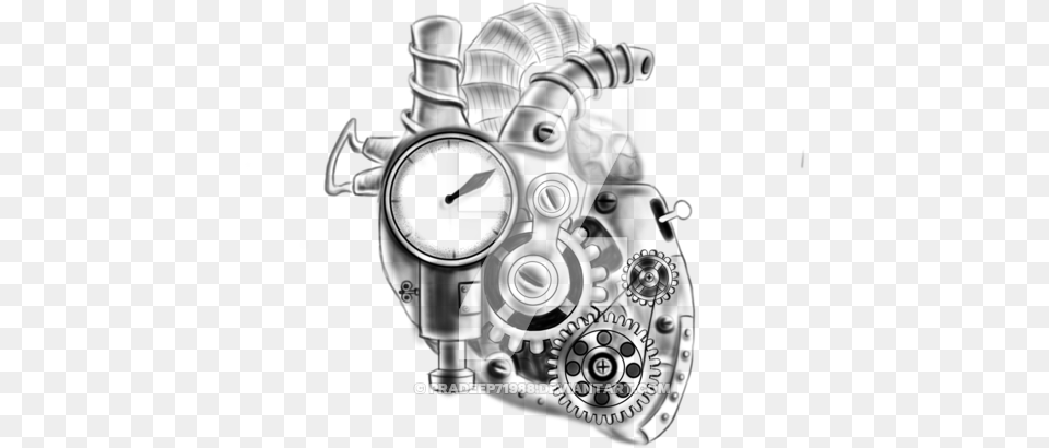 Biomechanical Drawing Gear Sleeve Mechanical Heart Tattoo Designs, Machine, Spoke, Coil, Rotor Free Png