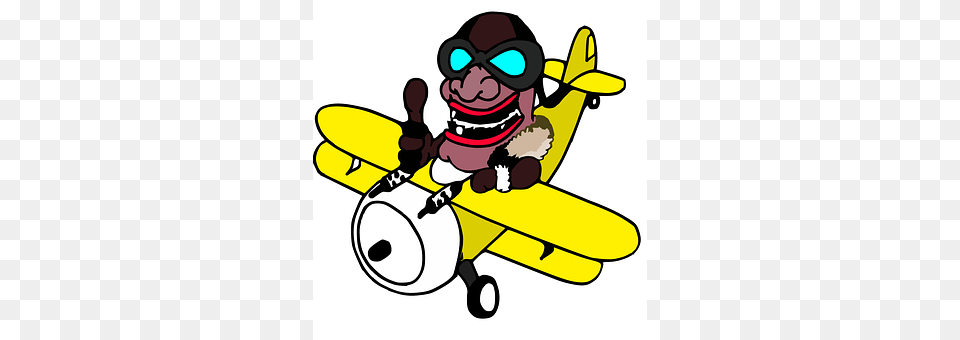 Biplane Cartoon, Device, Grass, Lawn Free Png