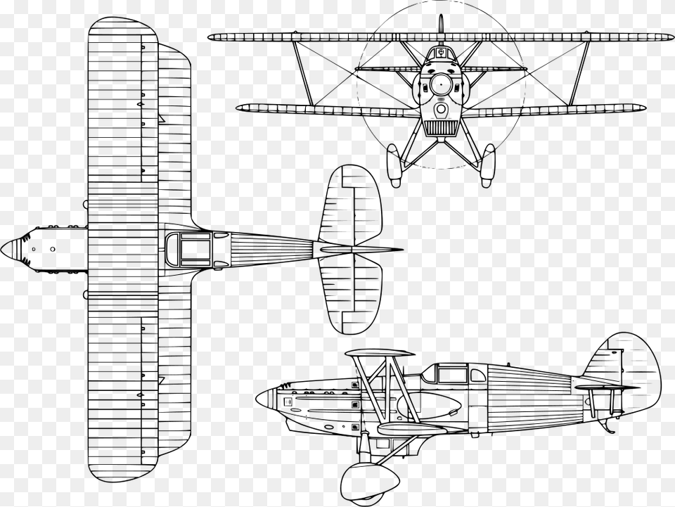 Biplane Birds Eye View, Gray Png Image