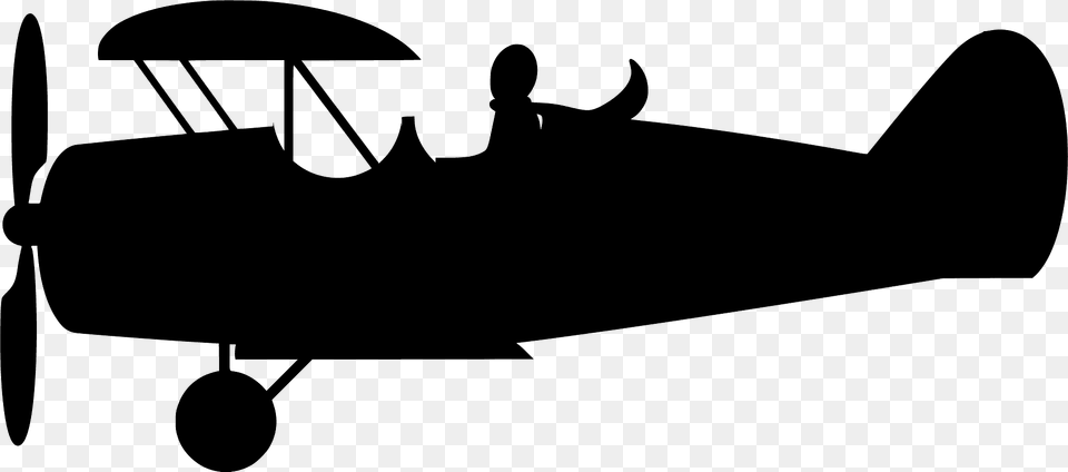 Biplane Silhouette, Aircraft, Airplane, Vehicle, Transportation Png