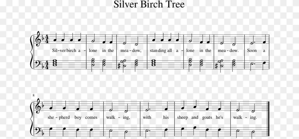 Birch Tree Sheet Music, Gray Free Png