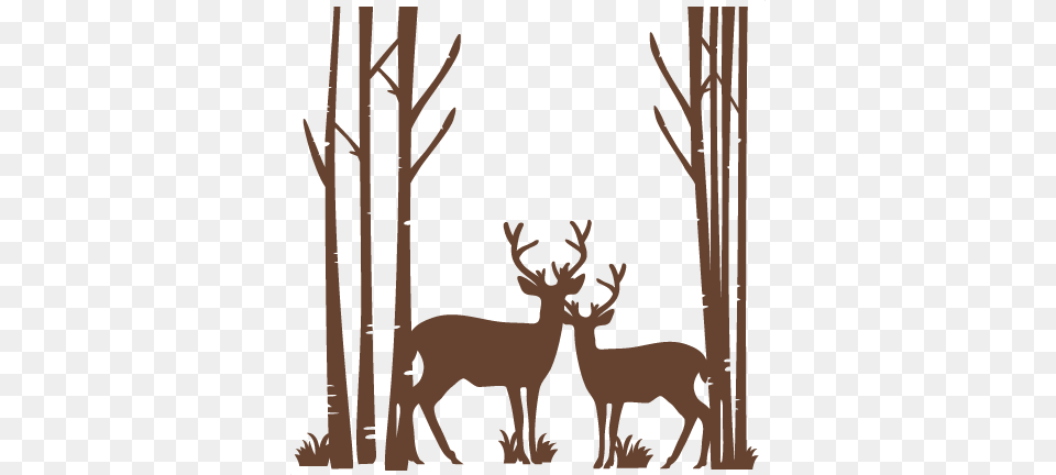 Birch Trees With Deer Scrapbook Cute Clipart, Animal, Elk, Mammal, Wildlife Png