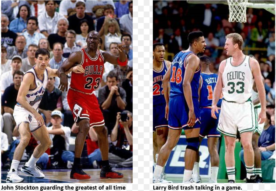 Bird And Stockton John Stockton Guarding Michael Jordan, Person, People, Shorts, Clothing Free Png Download