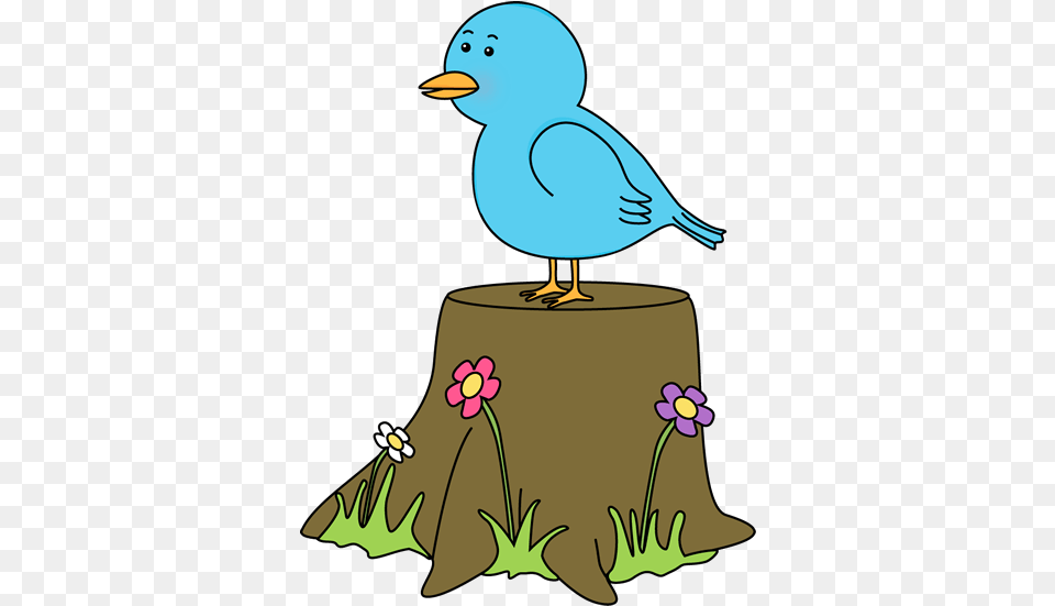 Bird Bird On A Tree Stump Cartoon Bird Sitting On Tree, Plant, Tree Stump, Animal, Jay Free Transparent Png