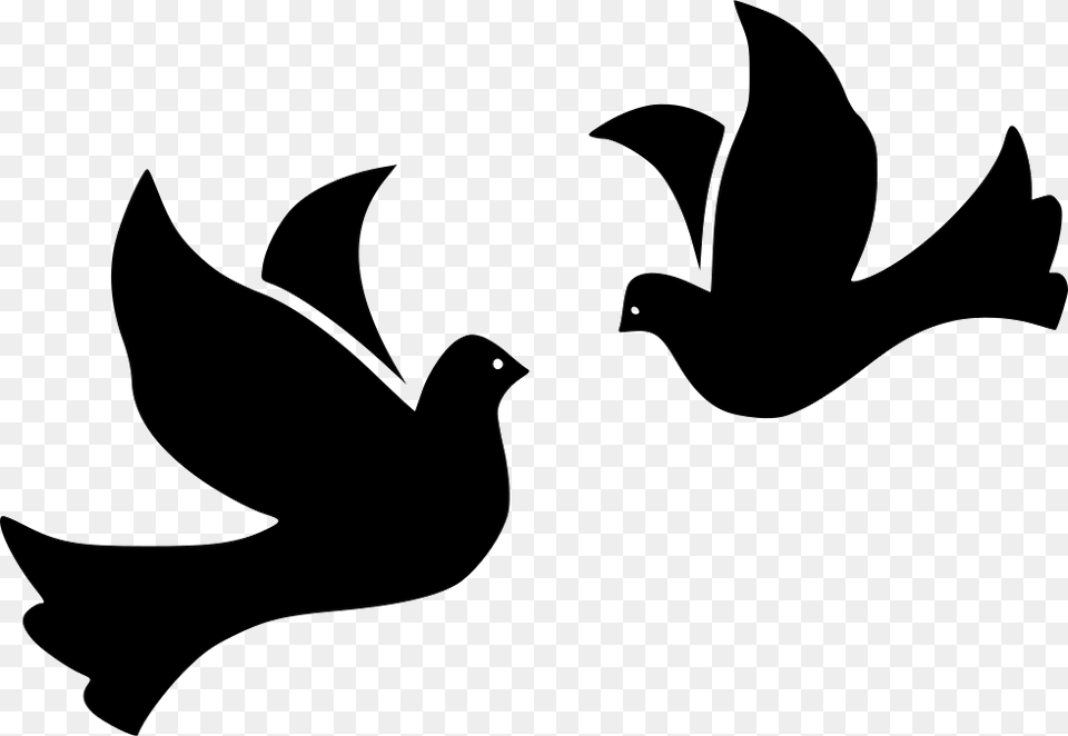 Bird Birds Dove Doves Flight Fly Flying Peace Wing Icon Dove Flying, Silhouette, Stencil, Animal, Fish Free Png Download