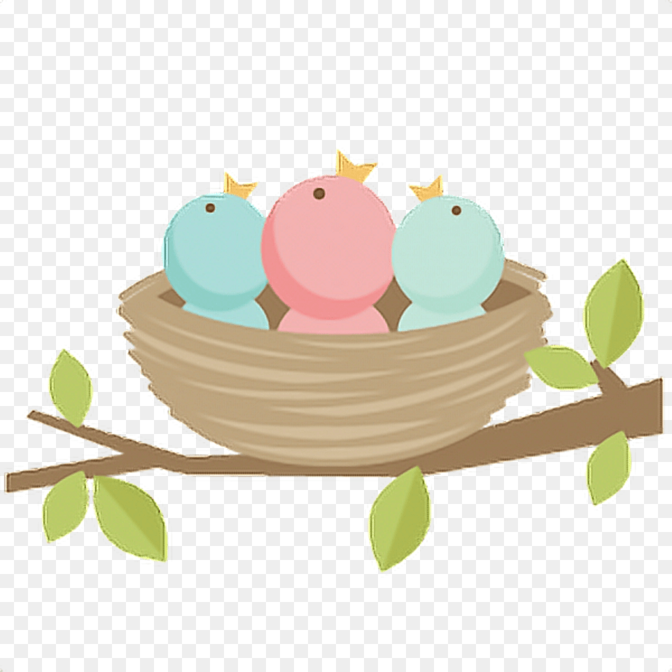 Bird Birds Kawaii Tumblr Ftestickers Cute Bird Nest Clipart, Leaf, Plant, Birthday Cake, Cake Free Png Download