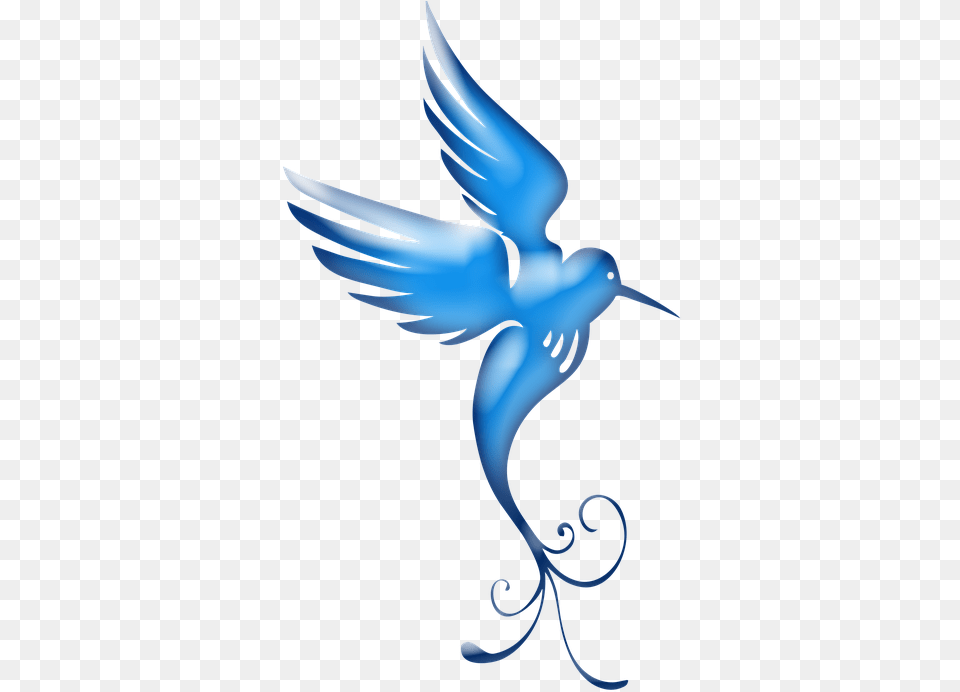 Bird Blue Satin Stylized Elegant Swirl Large Swirl Bird Silhouette, Animal, Flying, Adult, Female Png