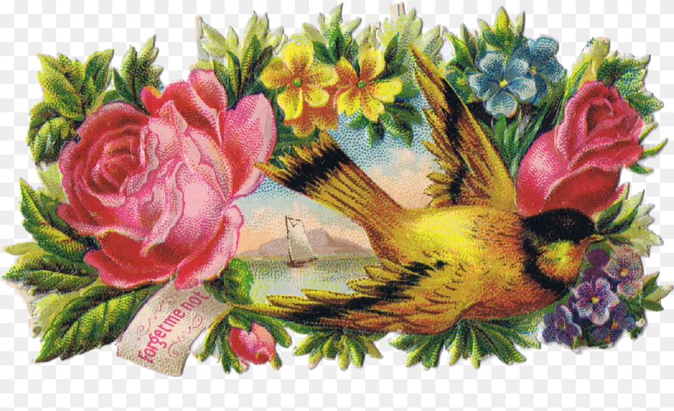 Bird Clip Art Antique Graphics From Http, Pattern, Floral Design, Painting, Flower Free Png Download