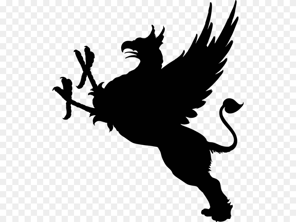 Bird Creature Feathers Fictional Griffin Lion Silhouette Griffin Clipart Png Image