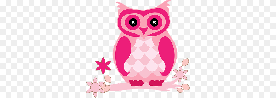 Bird Floral Flowers Flying Owl Pink Floral Pink Owl, Animal Free Transparent Png