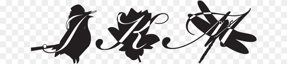Bird Flower Dragonfly Calligraphy, Handwriting, Text Png