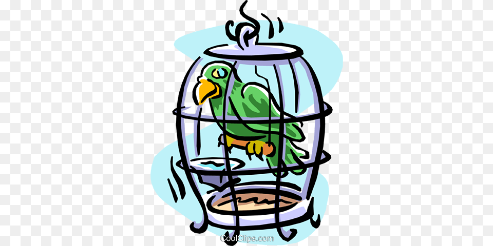 Bird In A Cage Royalty Vector Clip Art Illustration, Animal, Beak, Parakeet, Parrot Free Png