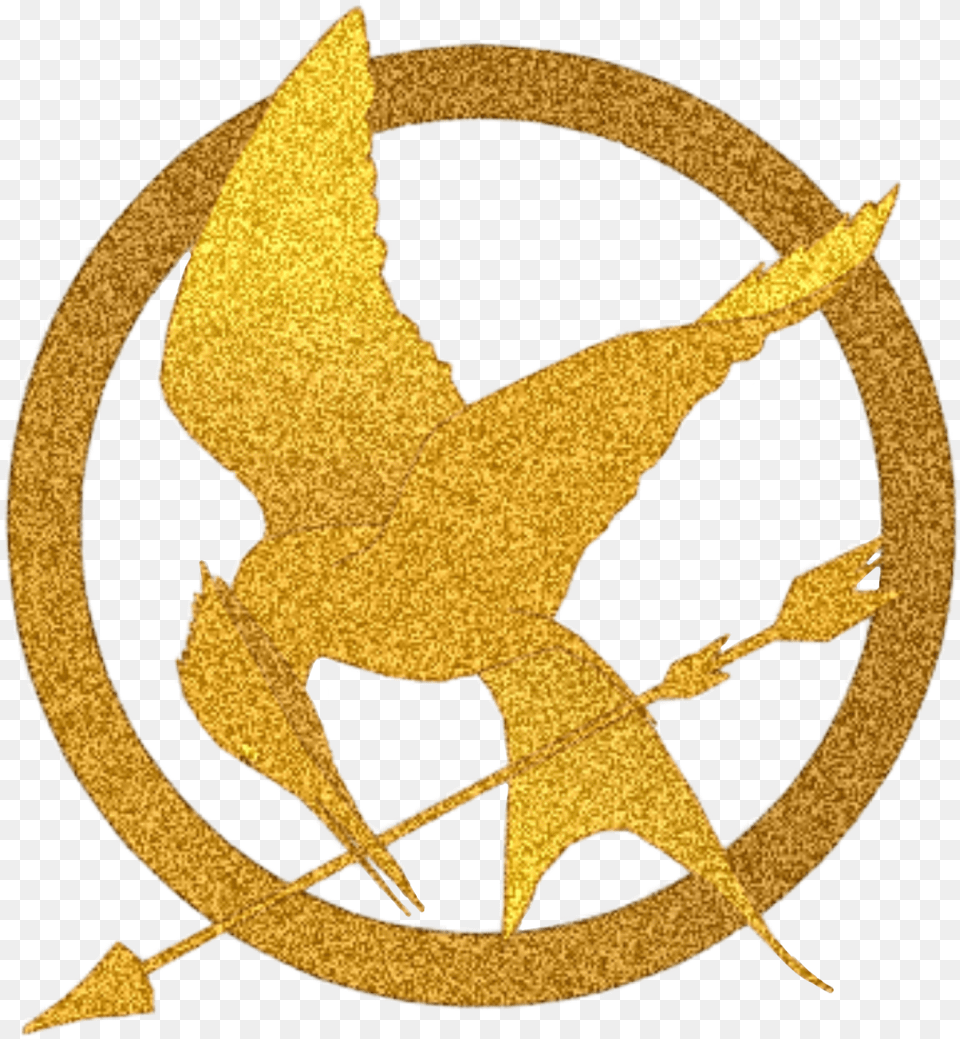 Bird Mockingjay Glitter Fire Gold Pin Hunger Games Transparent Mockingjay Pin, Leaf, Plant, Symbol, Logo Free Png Download