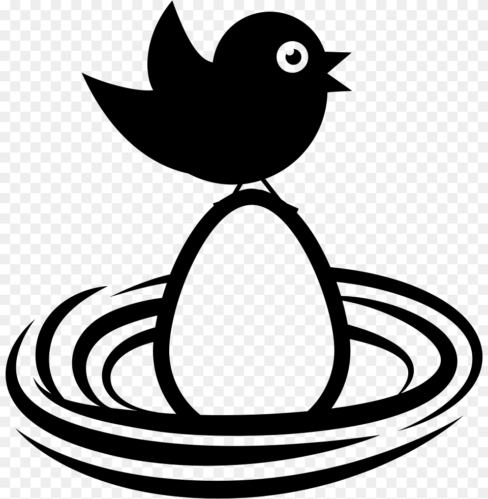 Bird On An Egg In A Nest Egg Nest Icon, Stencil, Animal, Blackbird Free Png Download