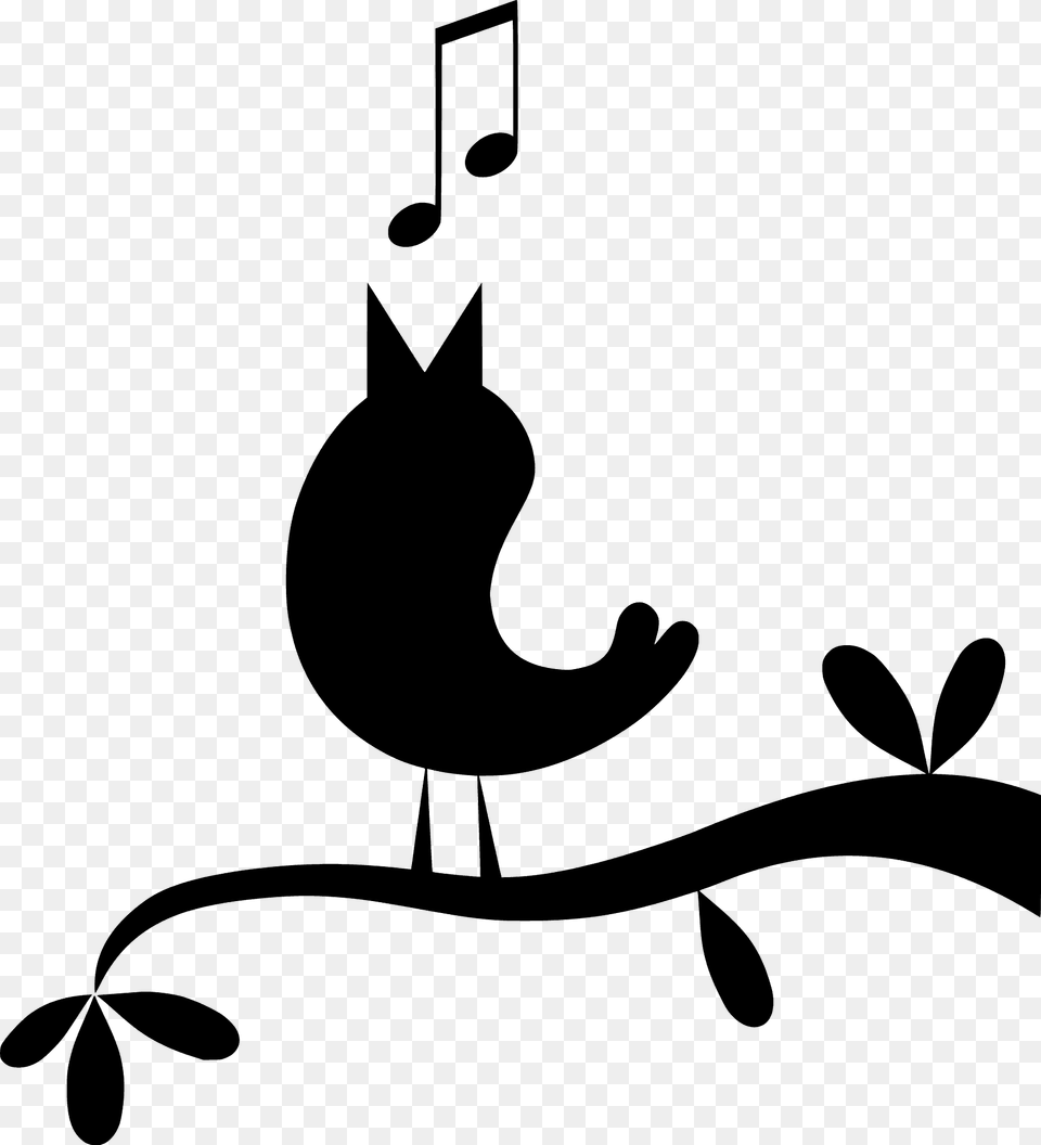Bird Perched On A Branch Singing Silhouette, Animal, Kangaroo, Mammal Free Png Download