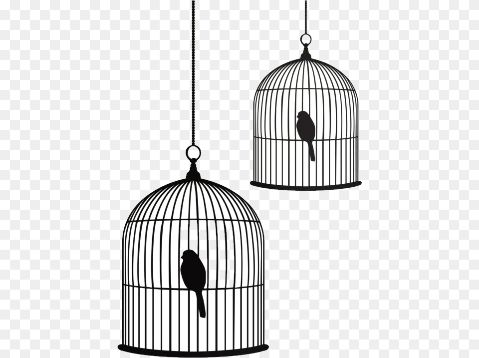 Birdcage Stencil Drawing Bird And Cage Drawing, Animal, Lamp, Ping Pong, Ping Pong Paddle Free Png Download