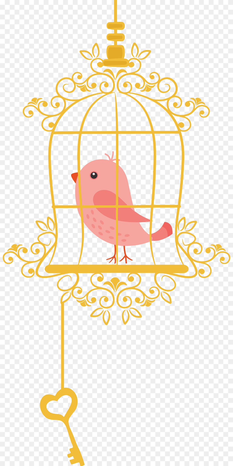 Birdcage With Key Clipart, Animal, Bird, Finch Png Image