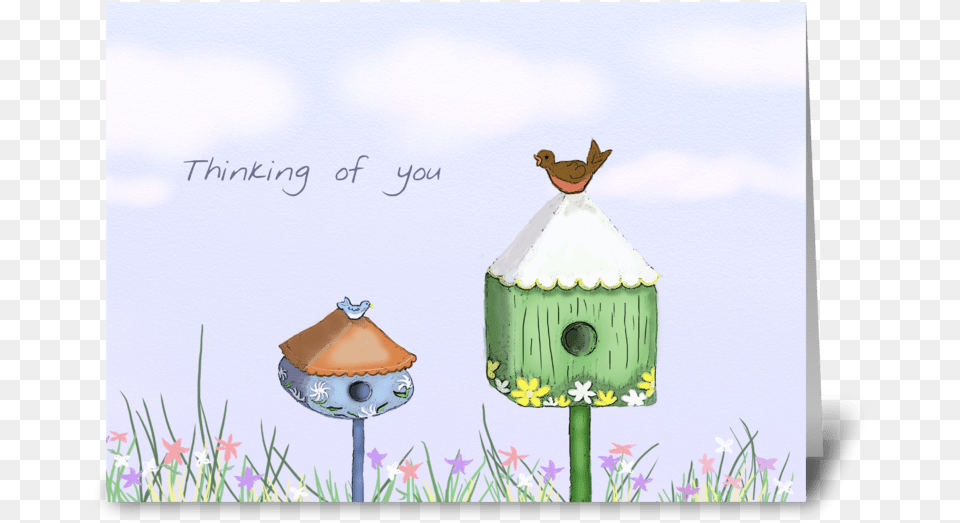 Birdhouse Thinking Of You Card Greeting Card Cartoon, Animal, Bird Free Transparent Png