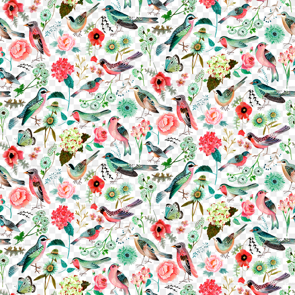 Birds Amp Flowers Pink Amp Green Floral Girls Room Nursery Cartita Design Buongiorno, Art, Floral Design, Graphics, Pattern Free Png