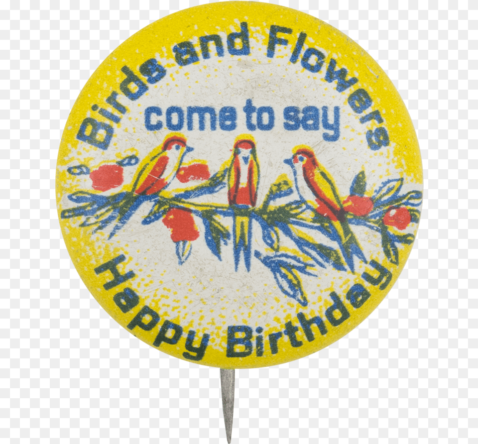Birds And Flowers Come To Say Happy Birthday Event Emblem, Badge, Logo, Symbol, Animal Free Png