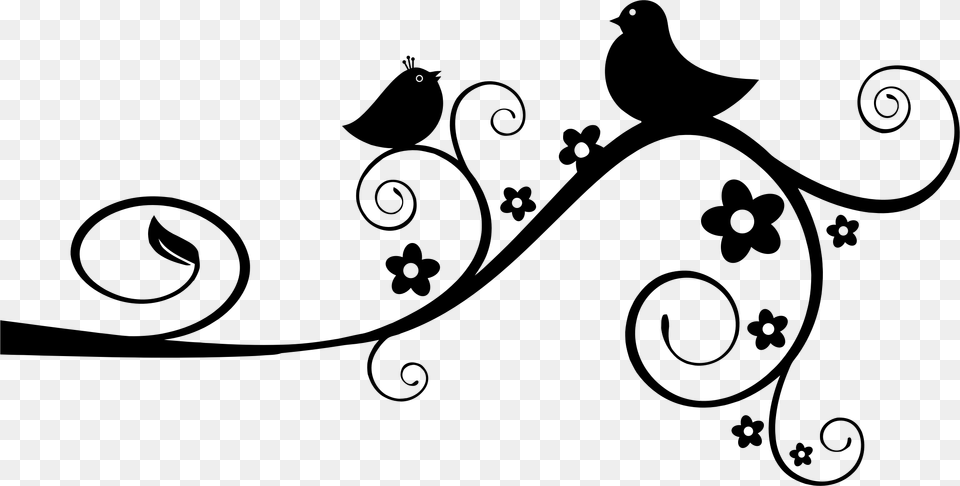 Birds Animals Flourish Picture Flourish Black And White, Gray Free Transparent Png