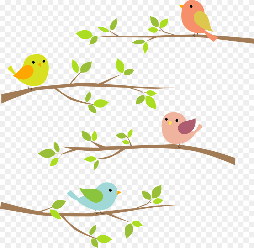 Birds Are Perched On Branches Clipart, Animal, Bird, Pattern, Art Free Png