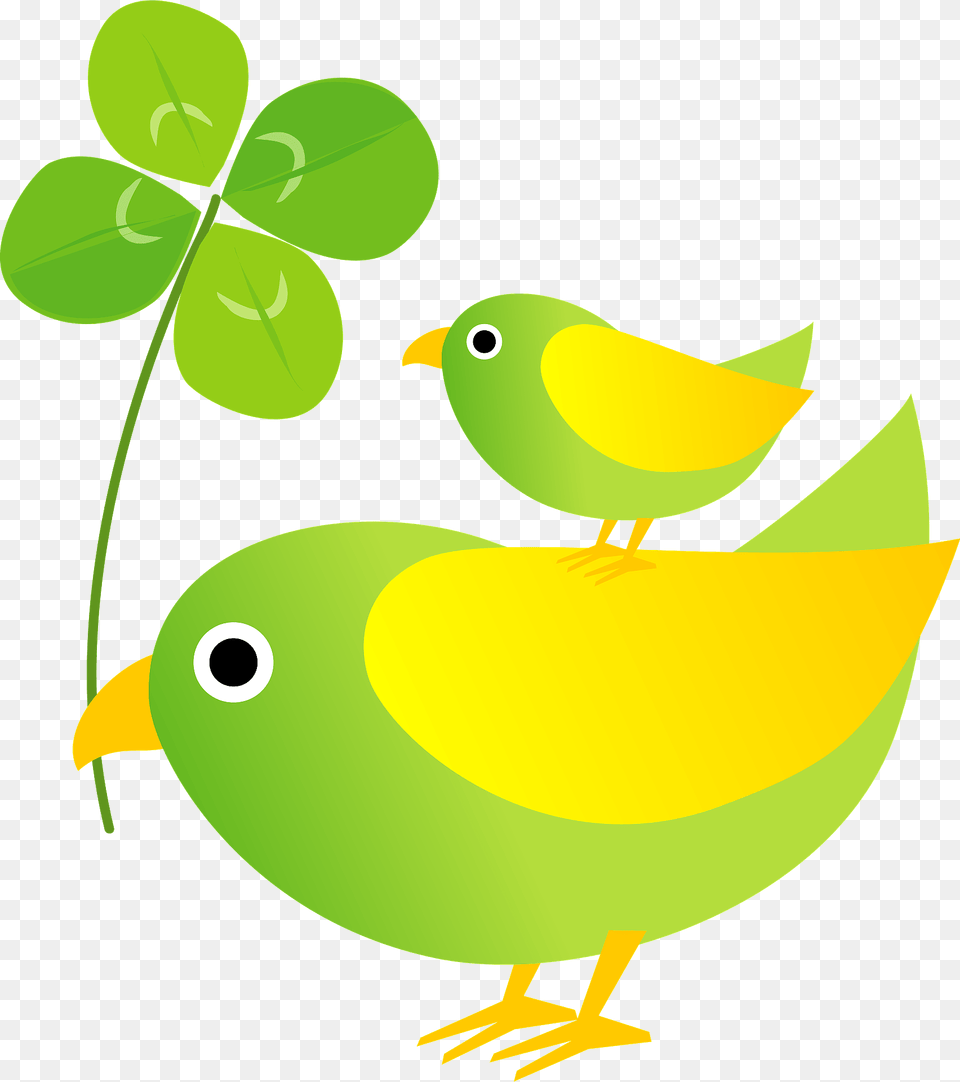 Birds Holding Clover Clipart, Green, Leaf, Plant, Animal Free Transparent Png