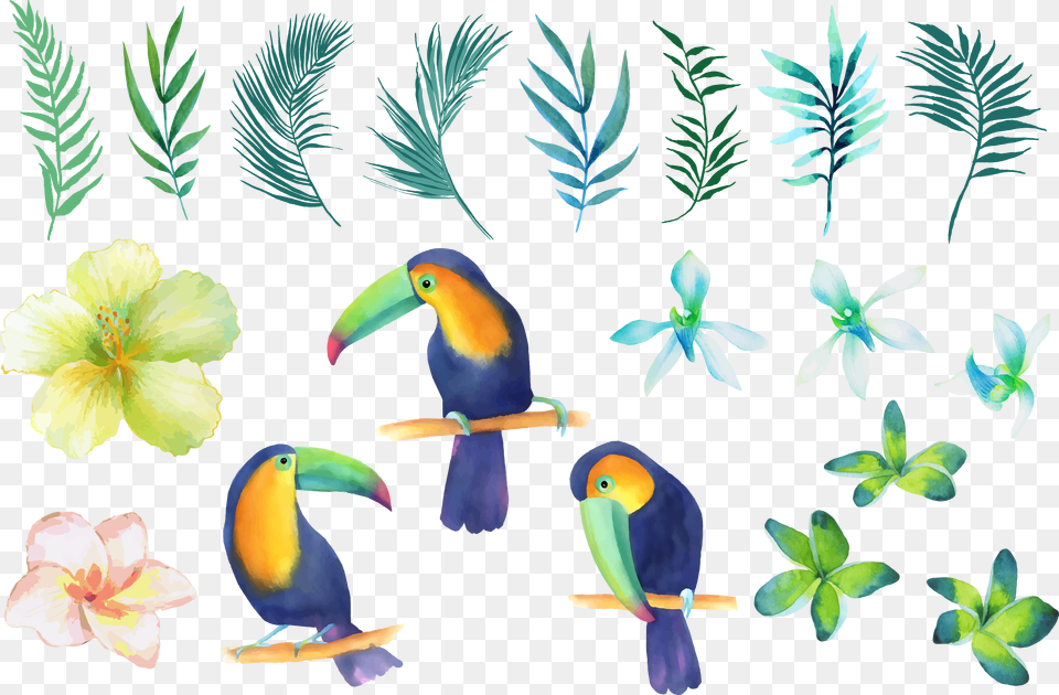Birds In A Tree Clipart Clip Transparent Stock Parrot Watercolor Painting, Animal, Bird, Plant, Vegetation Free Png Download